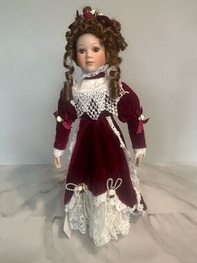 Porcelain Victorian Doll - Collections Etc 17in